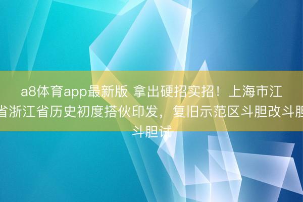 a8体育app最新版 拿出硬招实招！上海市江苏省浙江省历史初度搭伙印发，复旧示范区斗胆改斗胆试