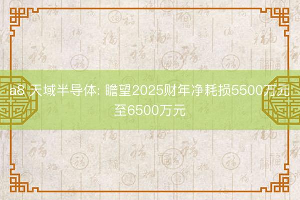a8 天域半导体: 瞻望2025财年净耗损5500万元至6500万元