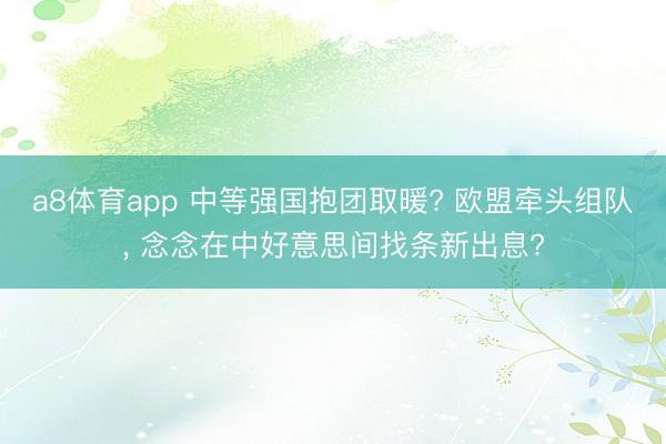 a8体育app 中等强国抱团取暖? 欧盟牵头组队, 念念在中好意思间找条新出息?