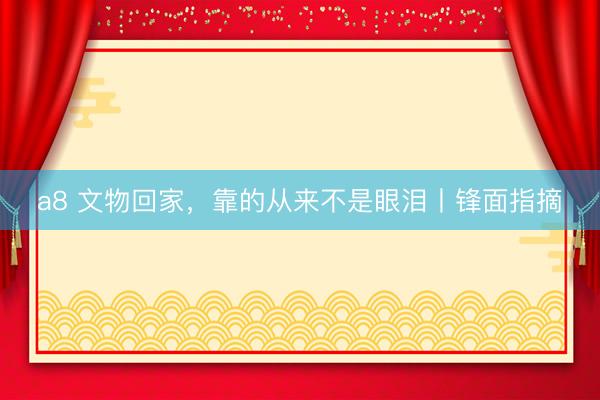 a8 文物回家，靠的从来不是眼泪丨锋面指摘